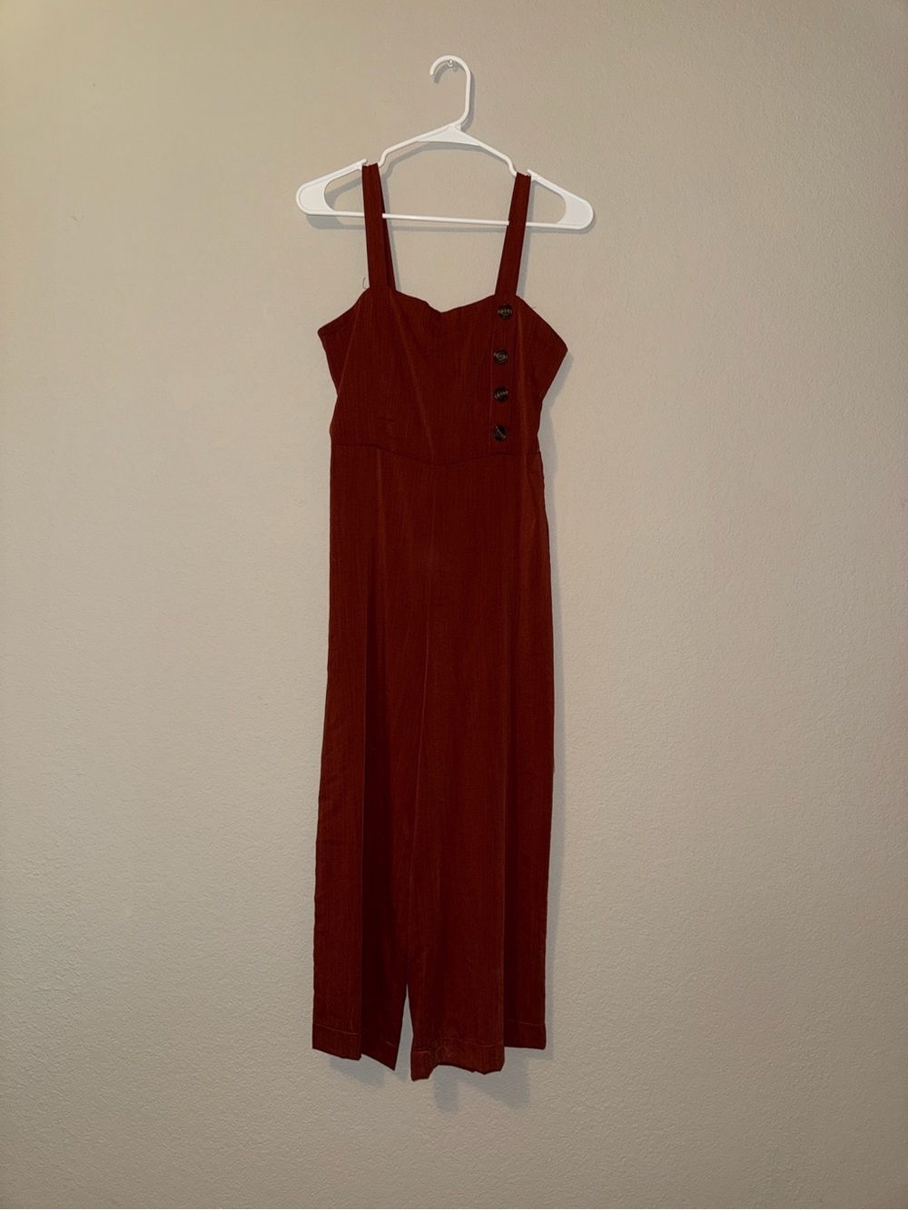 PacSun Rust Red Wide-Leg Button-Accent Jumpsuit